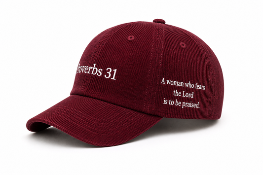 Proverbs 31 Corduroy Hat Burgundy | Women's Christian Streetwear | Thee Resurrection